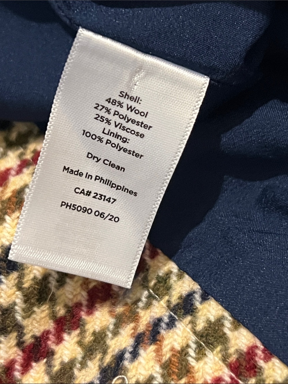 Talbots Houndstooth Plaid Button Front Wool Blend Skirt Size 12 Lined Classic - Picture 10 of 15